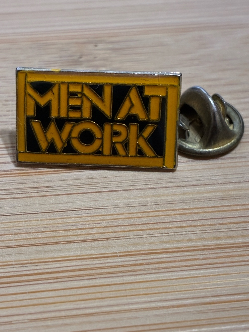 Vintage 80s Men at Work Band Logo Pin 💛